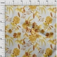 thumbnail image 2 of oneOone Cotton Silk Yellow Fabric Leaves & Rose Watercolor Quilting Supplies Print Sewing Fabric By The Yard 42 Inch Wide, 2 of 4