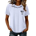 thumbnail image 3 of Stars Moon Funny Graphic Tees for Women Round Neck Short Sleeve Casual Fall Tops Fall Shirts White M, 3 of 6