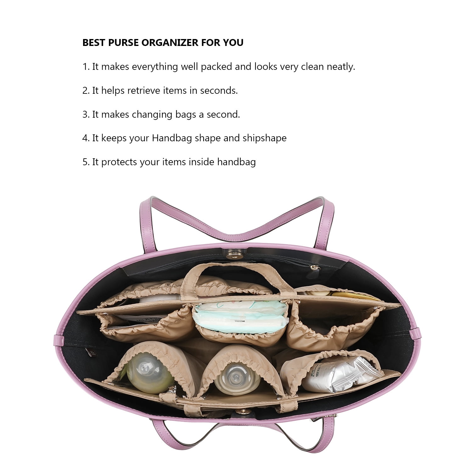 SPEKSEE Tote Bag Organizer Insert - Multi-Pocket Storage for Maternity and Baby Items, Convertible Diaper Bag