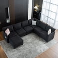 thumbnail image 1 of Noble House Canapé Sectionnel Modulaire en U avec Ottomane de Rangement et Ports USB, Grand Canapé d'Angle 6 Places, Noir, 1 of 9