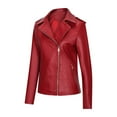 thumbnail image 3 of IROINNID Women's Faux Leather Jacket Long Sleeve Solid Color Notch Lapel Outwear, Casual Leather Cardigan with Pocket Short Jacket, 3 of 5