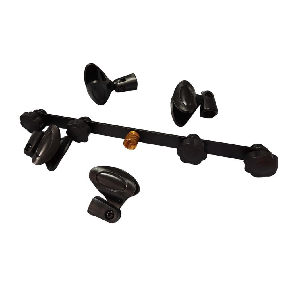 MERIGLARE Microphone Stand Mic Mount Bar Microphone Holder Bracket Multi Mic Display Stand Dynamic Microphone Organizer PP Material Suitable for Studio Performances Group Recording 4 clip