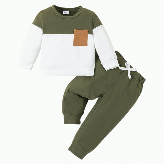 HCNTES Toddler Baby Boy Outfits Long Sleeve Sweatshirt Pants Autumn Winter Clothes Set(Green,18-24 Months)