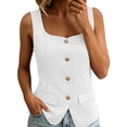 thumbnail image 6 of Miluxas Women's Suit Vest Top Elegant Dressy Square Neck Sleeveless Button Down Wasitcoat Blazer for Work office Business Casual Outfits White, 6 of 9