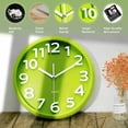 thumbnail image 3 of Reloj de pared grande de 33 cm, relojes decorativos de estilo silencioso y moderno, ideal para cocina, comedor, dormitorio, oficina. Gran pantalla 3D, función con Pilas Verde Verde 33, 3 of 5
