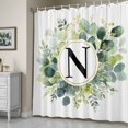 thumbnail image 5 of Letter N Shower Curtain, Alphabet Green Eucalyptus Leaves Plant Simple Waterproof Shower Curtain Set with 12 Hooks Lightweight Bath Curtains Fabric Bathroom Decor 72x84 Inches, 5 of 9
