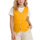 thumbnail image 1 of Odeerbi Chaqueta de Traje de Niños y Niñas Color Sólido V Cuello Botón Chaleco Con Bolsillos Vestido Formal Chaleco Para La Fiesta de Boda, 1 of 9