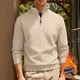 thumbnail image 1 of pstuiky camisetas de manga larga para hombre, Blusa/camiseta informal y moderna de terciopelo de punto con cuello alto y cremallera para hombre, de color liso camisetas de hombre xl, 1 of 9