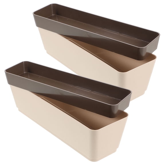 LOLIPPYY Set of 2 Lightweight Plastic Rectangle Planter Boxes for Windowsill Indoor and Outdoor Plant Pots