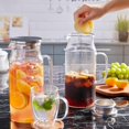 Ice Tea Pitcher Set 2 Liter 68 oz Glass Pitcher with Lid and Handle, Glass Carafe for Hot ...