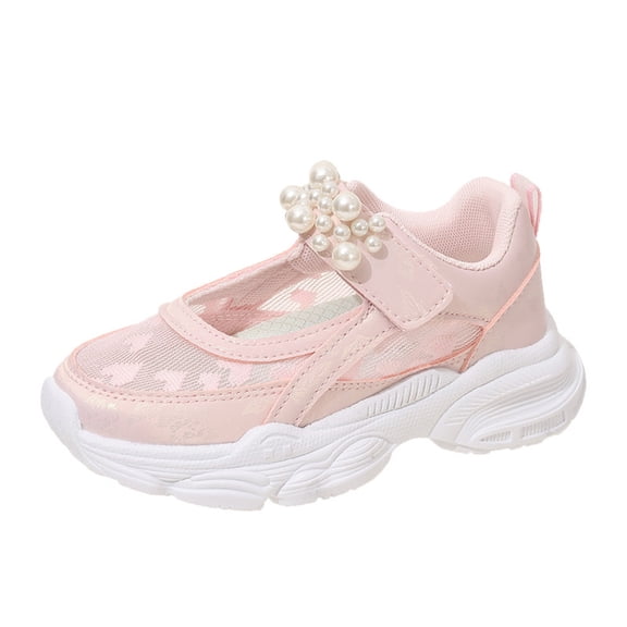 LTTVQM Girls Mary Jane Sneakers Mesh Upper Hook and Loop Non-Skid Cushioned Quick-Dry Lightweight Comfortable Sneakers Daily Wear Running Walking Holiday Dress Shoes Pink 9 Toddler