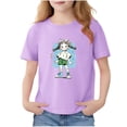 thumbnail image 2 of Blusas y camisas de manga corta con cuello redondo para niños Camiseta de verano de manga corta estampada para niñas Jersey elegante de cuello redondo para niñas Top de algodón para niños, 2 of 6