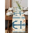 thumbnail image 2 of Nautical Anchor Blue Burlap Cotton Table Runner 16x72 Inches Long, Summer Coastal Starfish Farmhouse Table Runners, Outdoor Dining Tablecloths Decor for Baby Shower/Party/Wedding, 2 of 6