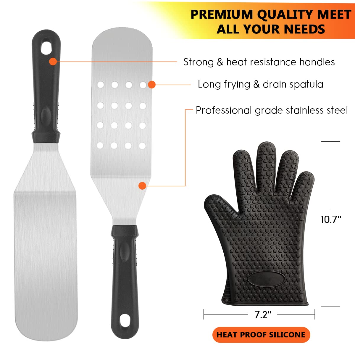 Griddle Accessories Kit 140 Pcs for Blackstone Camp Chef Professional Griddle Grill BBQ Spatula - image 5 of 8