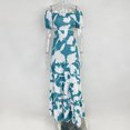 thumbnail image 3 of Vestido Vestido con hombros descubiertos para mujer Vestido con cordones y estampado hueco largo y grande (Azul M) Kuymtek Azul T M para Mujer, 3 of 8