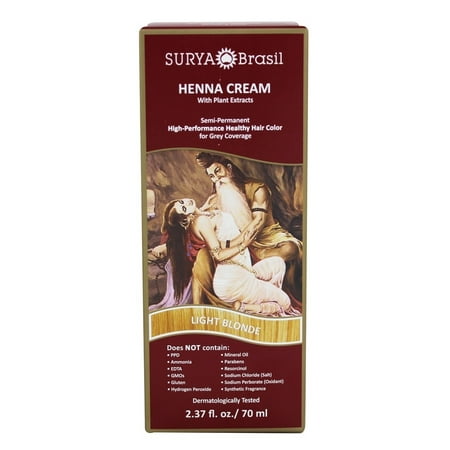 Surya Brasil - Henna Cream Hair Coloring with Organic Extracts Light Blonde - 2.37 (Best Hair Color For Brazilian Hair)