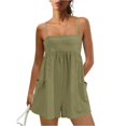 thumbnail image 4 of Dresfit Womens Rompers Spaghetti Strap Square Neck Jumpsuits 2026 Summer Lightweight Sleeveless Overalls Strappy Plus Size Beach Outfits with Pockets S, 4 of 6