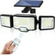 thumbnail image 1 of Lámpara solar para exteriores, luz de pared, luz LED, 3 cabezales, 192 LED, detector de movimiento, proyector de seguridad, iluminación, IP65, lámpara de energía solar a prueba de agua, 1 of 5
