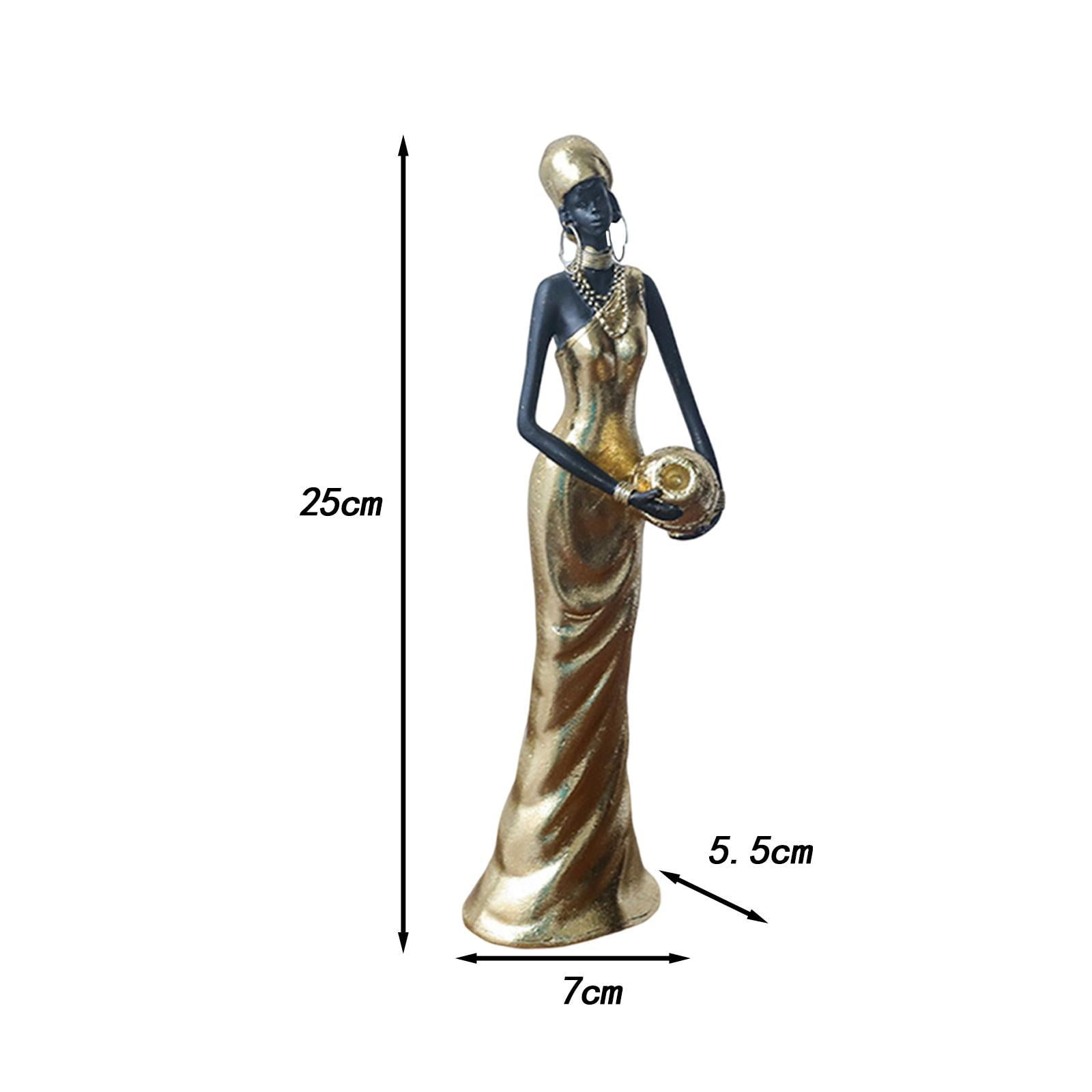 2 Pieces Floor Lamp Shade African Lady Statue Resin Ornament Decorative Lighting for Living Room and Home Office