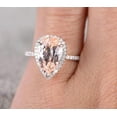 thumbnail image 3 of 1.50 carat Real Morganite and Man made diamond moissanite Pear Cut Halo Engagement Ring Sterling Silver 18k Gold Plating, 3 of 5