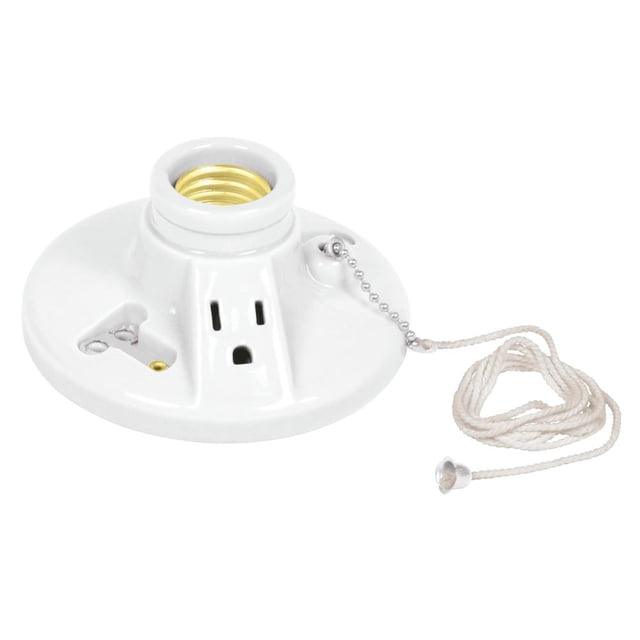 PORTALAMPARA PORCELANA CIRCULAR LADRON Y CADENA VOLTECK 46526 VOLTECK POPO-20