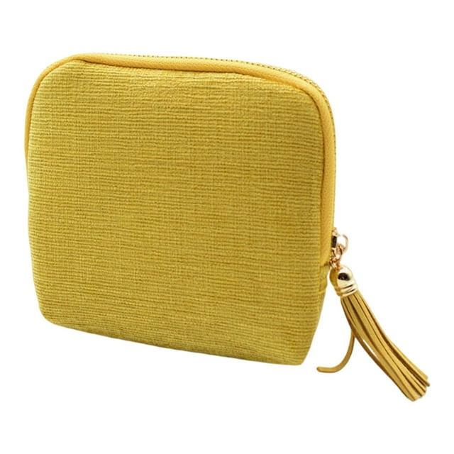 Midnight Pouch Purse,Mini Travel Jewelry Case, Small Jewelry Zippered Pocket Case,Portable Organizer Clutch, Multi-Layer Storage Bags With Zipper Tassel For Earring Necklace Ring Bracelet(Yellow)