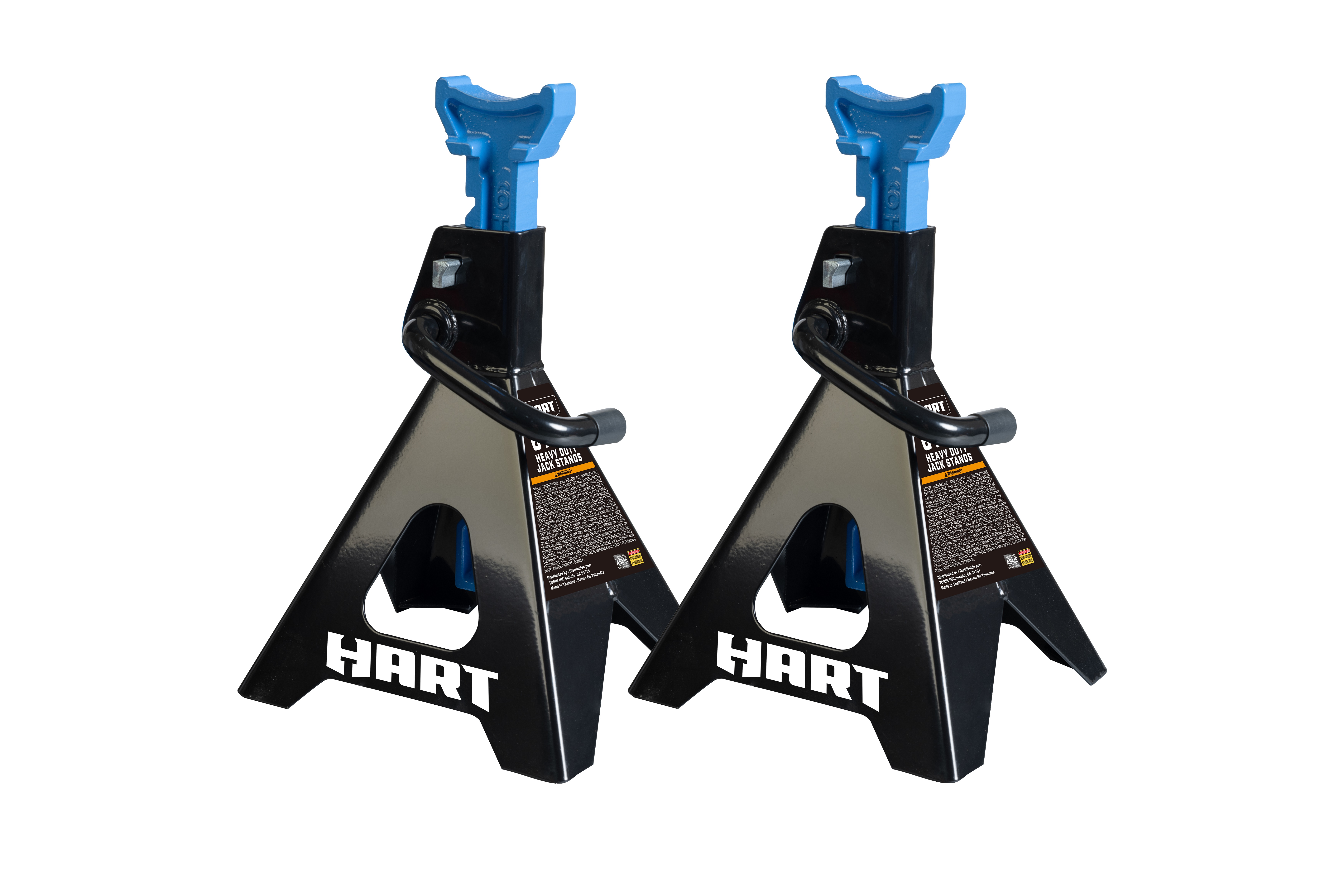 HART T46002C DOUBLE LOCKING STEEL JACK STANDS, BLACK, 1 PAIR