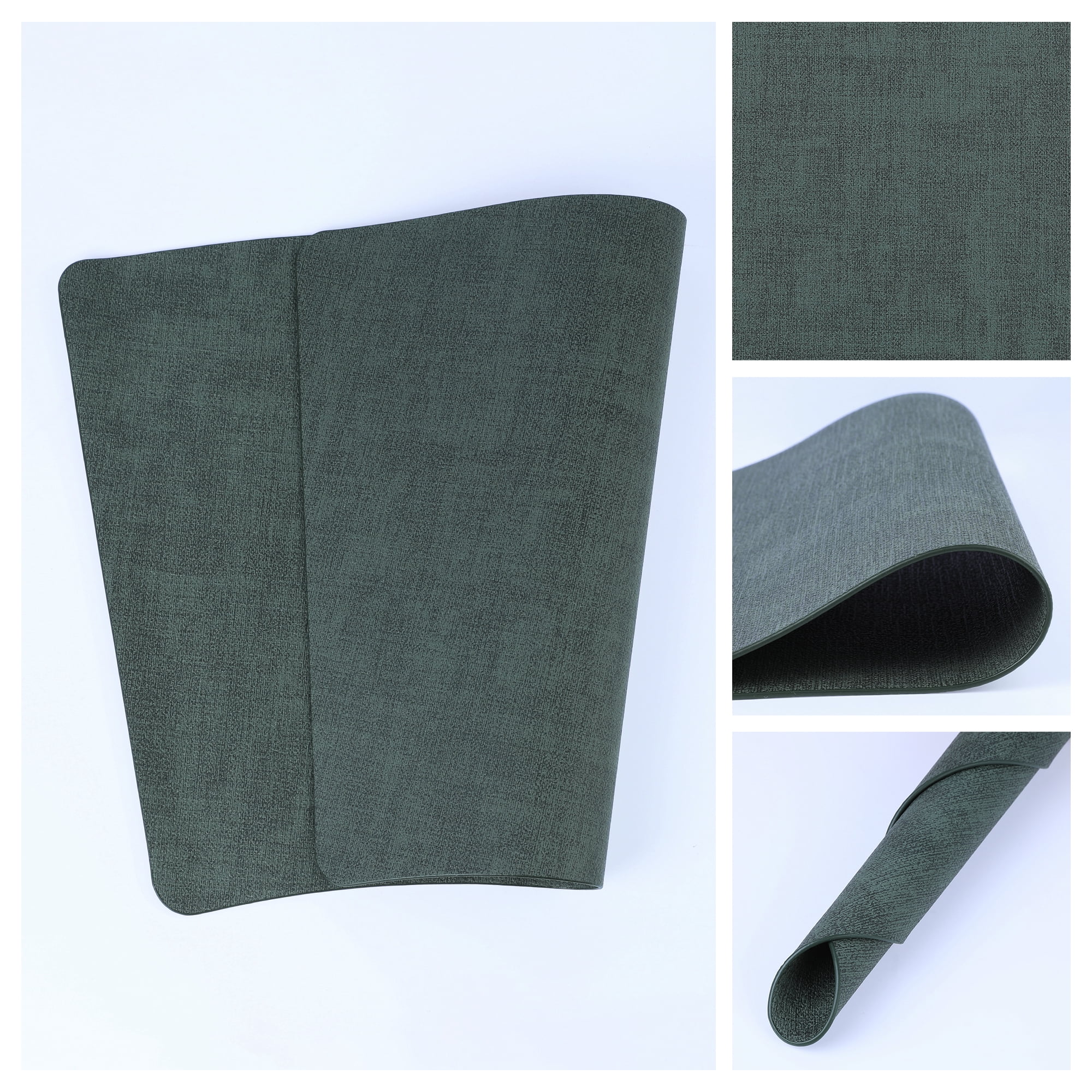 Unique Bargains Placemats for Dining Table Decor Heat Resistant Placemats 6pcs Dark Green