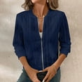 thumbnail image 2 of Womens Shirts Collared Long Sleeve V Neck Button Down Oversized Blouses Tops with Pockets Navy,2XL, 2 of 8