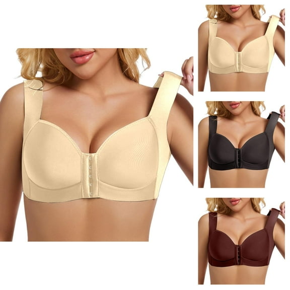 Sports Bras for Women Plus Size Front Closure No Underwire Push Up Seamless Racerback Athletic Bralettes Workout Bra