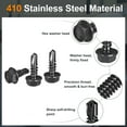thumbnail image 3 of Uxcell 25 Pack #10 x 5/8" Self Drilling Screws, 410 Stainless Steel Self Tapping Screws for Metal, Black Zinc Plated, Hex Washer Head Sheet Metal Screws, 3 of 5