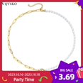 thumbnail image 2 of Vqysko-collar personalizado con inicial de media perla, medio Clip, letra delicada, colgante, cadena, novia, regalo personalizado para mamás, 2 of 4