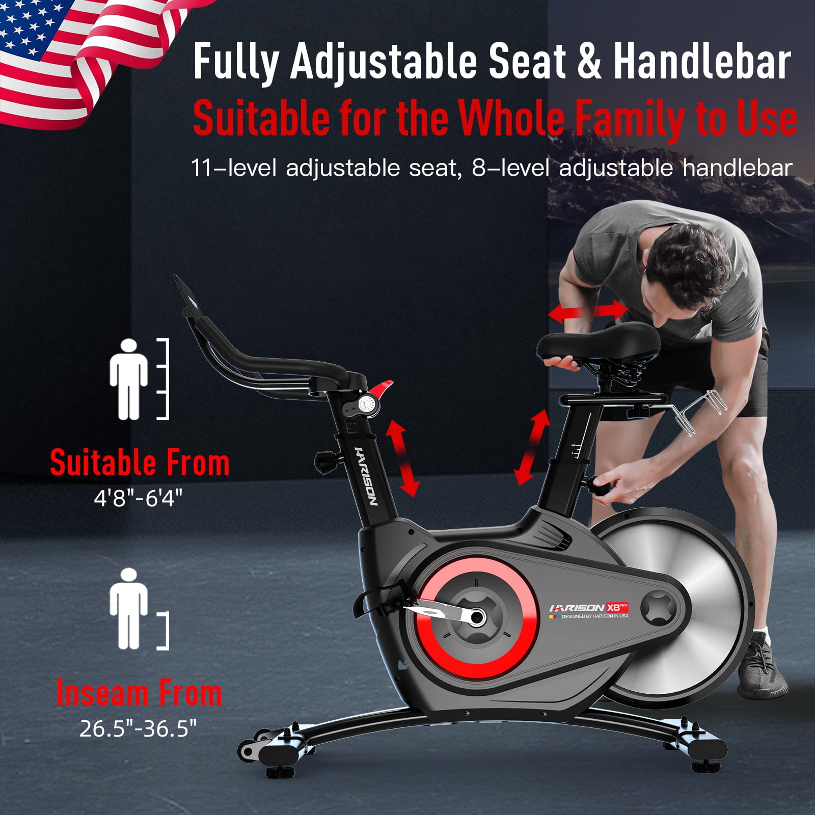 HARISON Semi-Commercial Exercise Bike for Home, Silent Magnetic Stationary Bike with Tablet Holder & Comfort Seat, 350 LBS Capacity