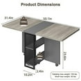 thumbnail image 2 of Faitaliicy Folding Dining Table, Dinner Table with Storage Shelves,Space Saving Dining Table with Wheels, Kitchen Table for Small Spaces, 2 of 9