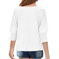thumbnail image 3 of fatyb Girls Puff 3/4 Sleeve Tops Crew Neck Casual Blouses Kids Girls Summer Tee Shirts for 3-13 Years, 3 of 4