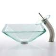 thumbnail image 6 of KRAUS Square Glass Vessel Sink in Clear with Pop-Up Drain and Mounting Ring in Satin Nickel, 6 of 10