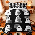 thumbnail image 2 of Manfei Classic Halloween Pumpkin Lantern Twin Quilt Set,Watercolor Thanksgiving Print Twin Coverlet Set,Halloween Reversible,2 Pieces,1 Bedspread and 1 Pillowcase, 2 of 7