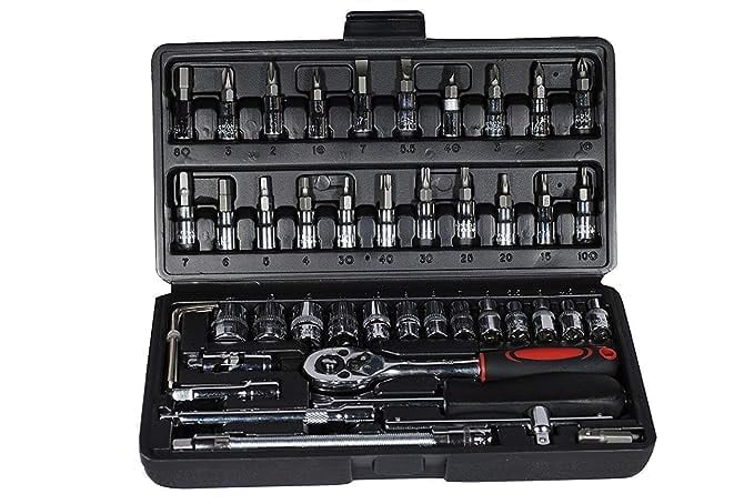 46 In 1 Pcs Tool Kit & Screwdriver Set | Precision Socket & Wrench Set Multi Purpose, Combination Tool Case | Compatible With Most Bolts, Nuts, Screws, Computers, Bicycles, Toys Repair