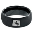 thumbnail image 2 of Tungsten Wyoming The Equality State Horse Riding Band Ring 8mm Men Women Comfort Fit Black Dome Brushed Polished, 2 of 4