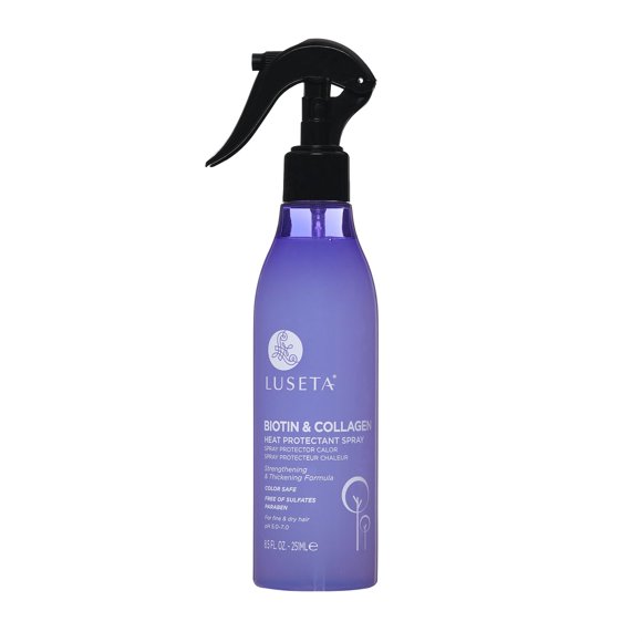 Luseta Biotina y Colágeno Spray de protección contra el calor que previene la rotura del cabello inducida por el calor para peinar para mujeres y hombres 8.5 oz