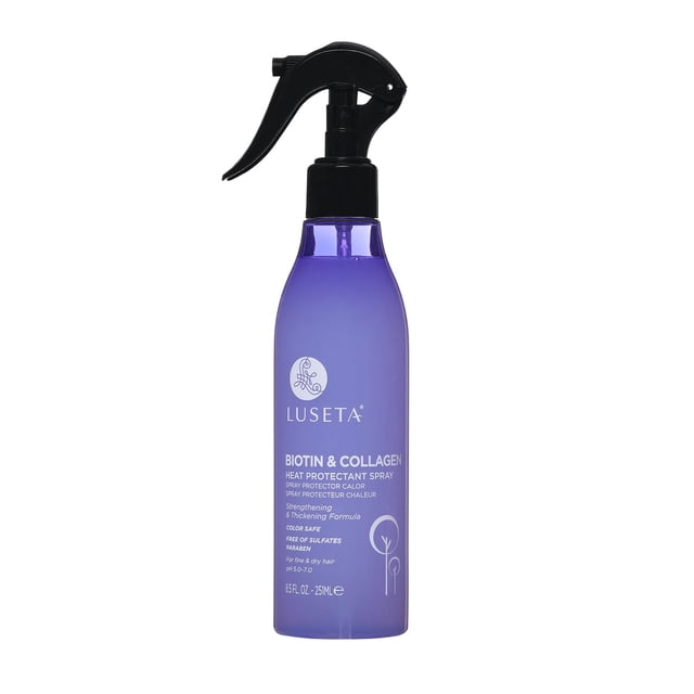 Luseta Biotina y Colágeno Spray de protección contra el calor que previene la rotura del cabello inducida por el calor para peinar para mujeres y hombres 8.5 oz