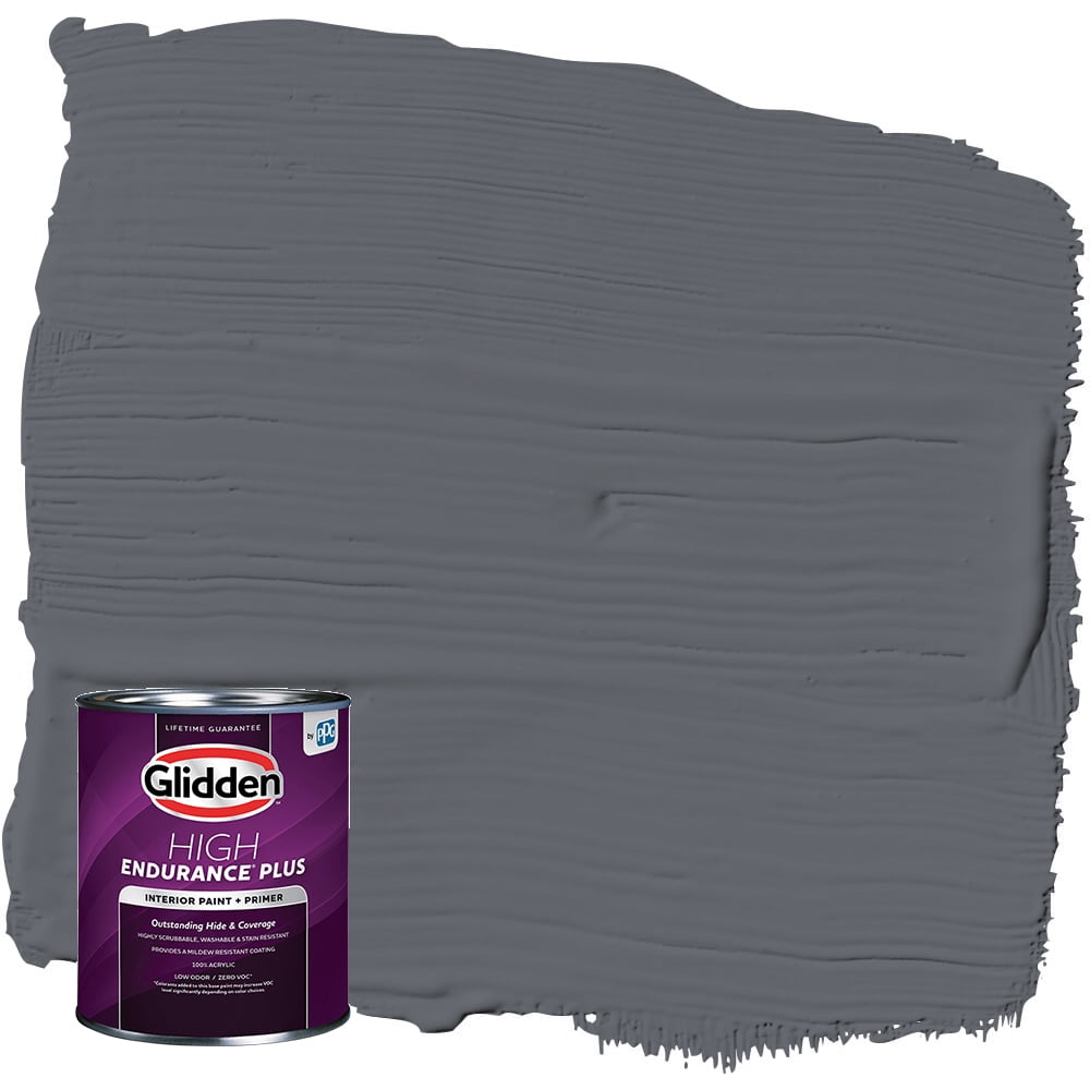 Glidden HEP Interior Paint and Primer, Dark Grey Silk / Gray, 1 Quart