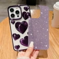 thumbnail image 2 of iPhone 13 Pro Max Case, Plating Bling 3D Love Heart, Cute Love Hearts Sparkle Phone Case for Women Girls, Soft TPU Full Camera Shockproof Protective Clear Case - Purple, 2 of 12