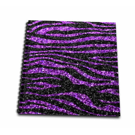 - 3dRose Purple and Black Zebra stripe print Faux bling photo Not Actual Glitter glittery sparkles sparkly - Mini Notepad, 4 by 4-inch