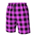 thumbnail image 5 of Naloa Purple Black Buffalo Plaid Men's Beach Shorts, Surfing shorts, Swim trunks, Quick Dry Swim Trunks for Surfing Beach Fun - Large, 5 of 9