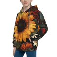 thumbnail image 2 of Haiem Sunflower Floral Butterfly Pattern Boys Hoodie, Youth Pullover Hooded Sweatshirt, Kangaroo Pocket Hoodie for Kids Girls -Medium, 2 of 6
