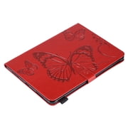 Case for iPad Pro 12.9 2021 5th/4th/3rd Generation,Slim Fit Folio Flip PU Leather Butterfly Embossed Smart Stand Cover Auto Wake/Sleep Shockproof Protection TPU Back Cover, Red