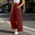 thumbnail image 5 of Liuinsasek Cotton-Linen Pants for Women Solid-Color Loose Casual High Waist Slimming Elastic Waistband Lightweight Trousers, 5 of 9