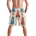 thumbnail image 3 of Dailycode Men's Quick Dry Swim Trunks Beach Shorts Casual Summer Board Shorts with Pockets, Hand Drawn Rocket, 3 of 8