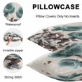 thumbnail image 5 of Teal Blue Floral Throw Pillow Covers 24x24 Inch Set of 2, Vintage Rustic Botanical Beige Wooden Waterproof Outdoor Pillow Covers, Decorative Cushion Pillowcases for Couch, Sofa, Bed, Garden, Patio, 5 of 9
